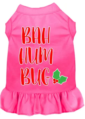 Bah Humbug Screen Print Dog Dress Bright Pink Xs