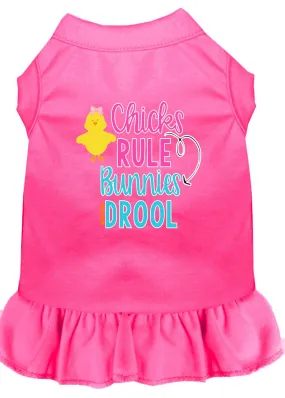 Chicks Rule Screen Print Dog Dress Bright Pink Xl (16)