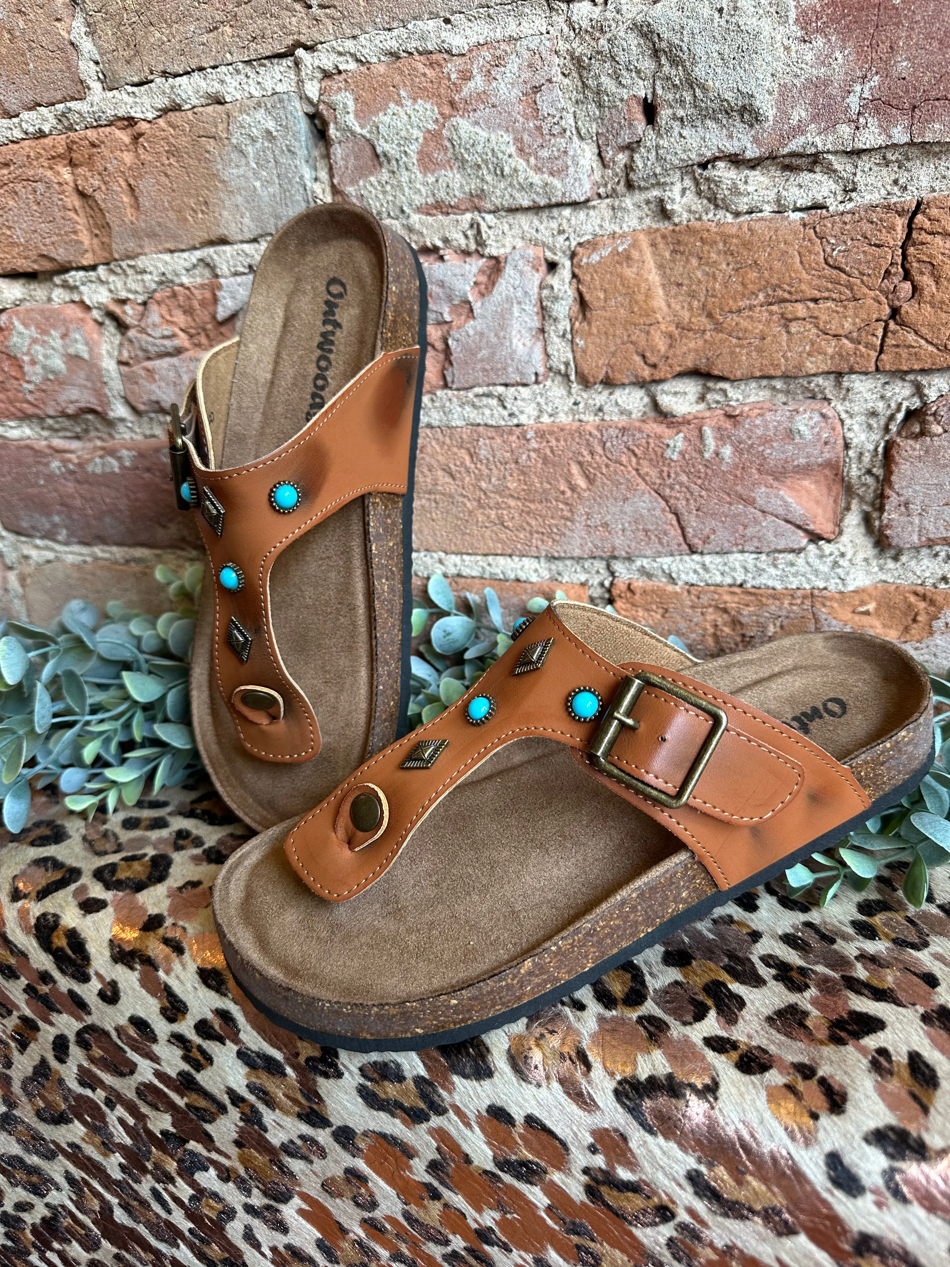 Cognac Western Sandal