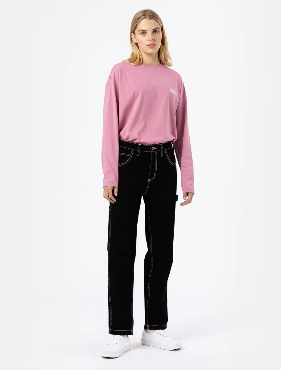 DICKIES WOMNENS ELLENDALE DENIM RINSED BLACK PANTALONE WORK DONNA