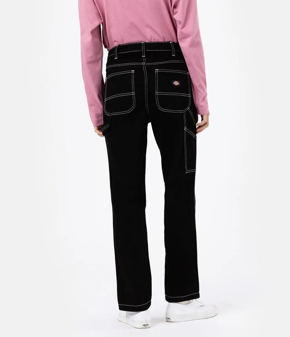 DICKIES WOMNENS ELLENDALE DENIM RINSED BLACK PANTALONE WORK DONNA