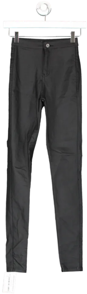 Missguided Black Vice Coated Sculpt Detail Jeans UK 6
