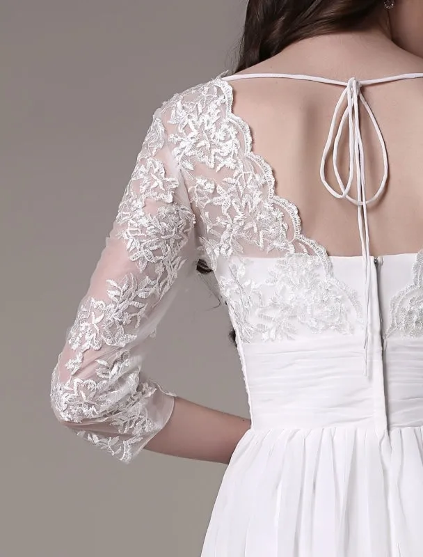 Simple Wedding Dressses Chiffon V Neck Lace A Linepleated Bridal Dress Exclusive